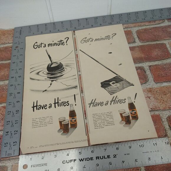 1950 Hires Soda Pop Lot of 2 Vtg Magazine Print Ads Golf Fishing Got a Minute - Picture 9 of 10